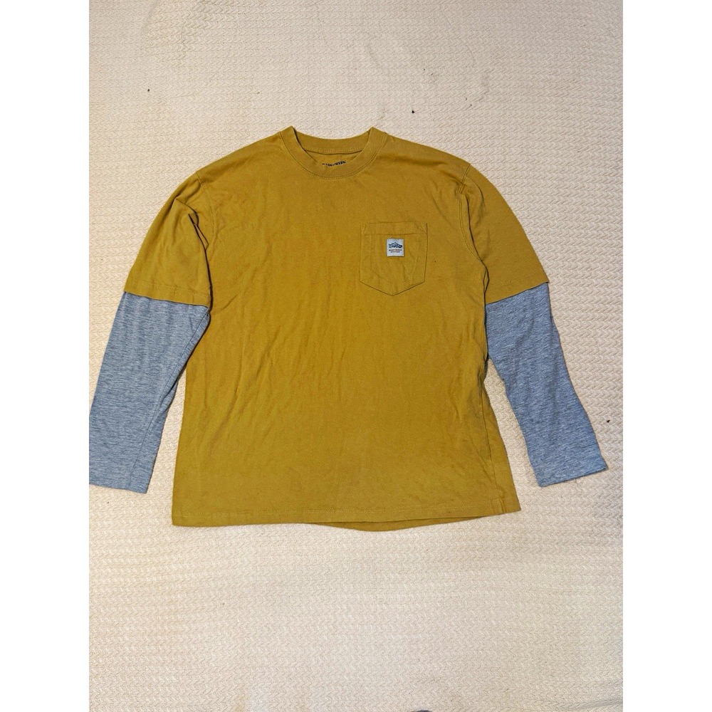 Bass Creek Outfitters Men's Beige Gray Colorblock Logo Pocket Crew Neck L Tee